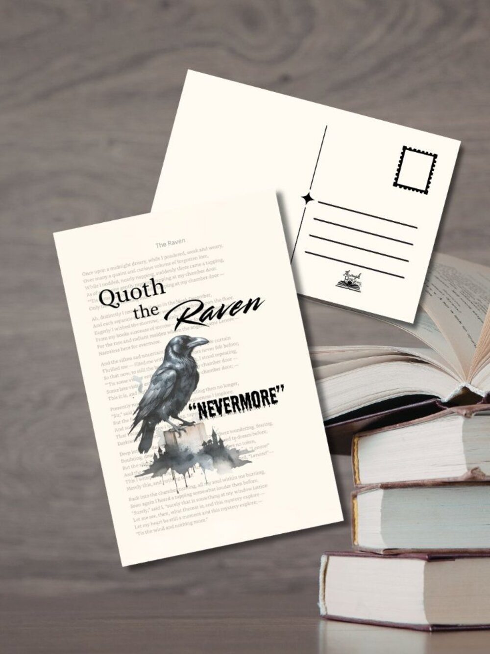 Edgar Allan Poe Bookish Book Page Postcard Mini Art Print, The Raven
